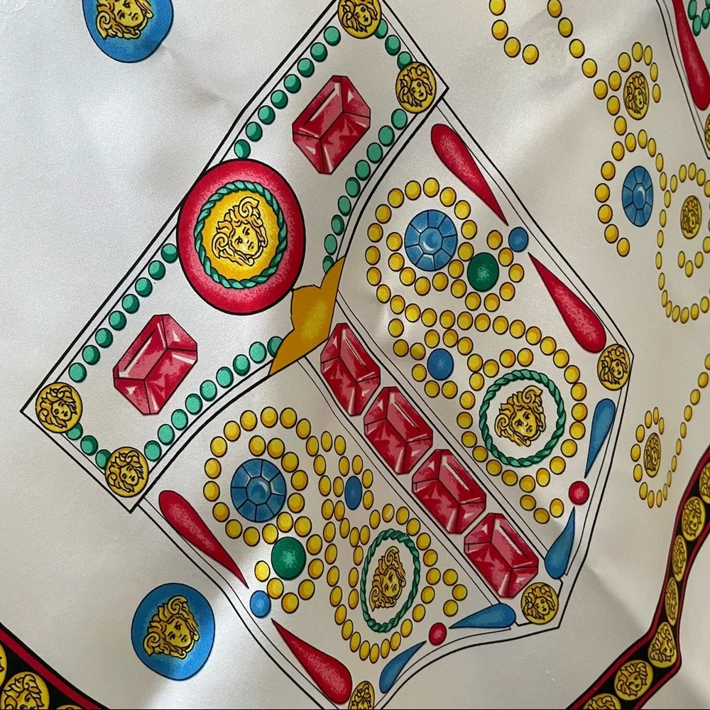 Vintage large multicolored Versace silk scarf